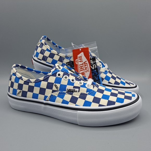 Vans Shoes - New Vans Authentic Pro Checkerboard Indigo Blue Classic White Men 7= Women's 8.5